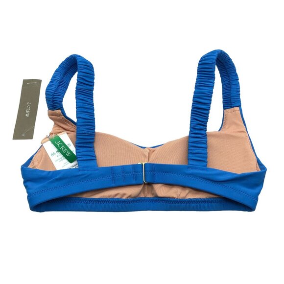 J.Crew Scrunchie-Strap Squareneck Sports Bra Style Bikini Swim Top Blue XXS - Picture 2 of 5